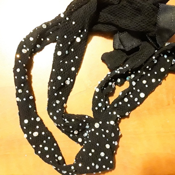 Crystal Rhinestone Black Fishnet Pantyhose Tights - Picture 8 of 8